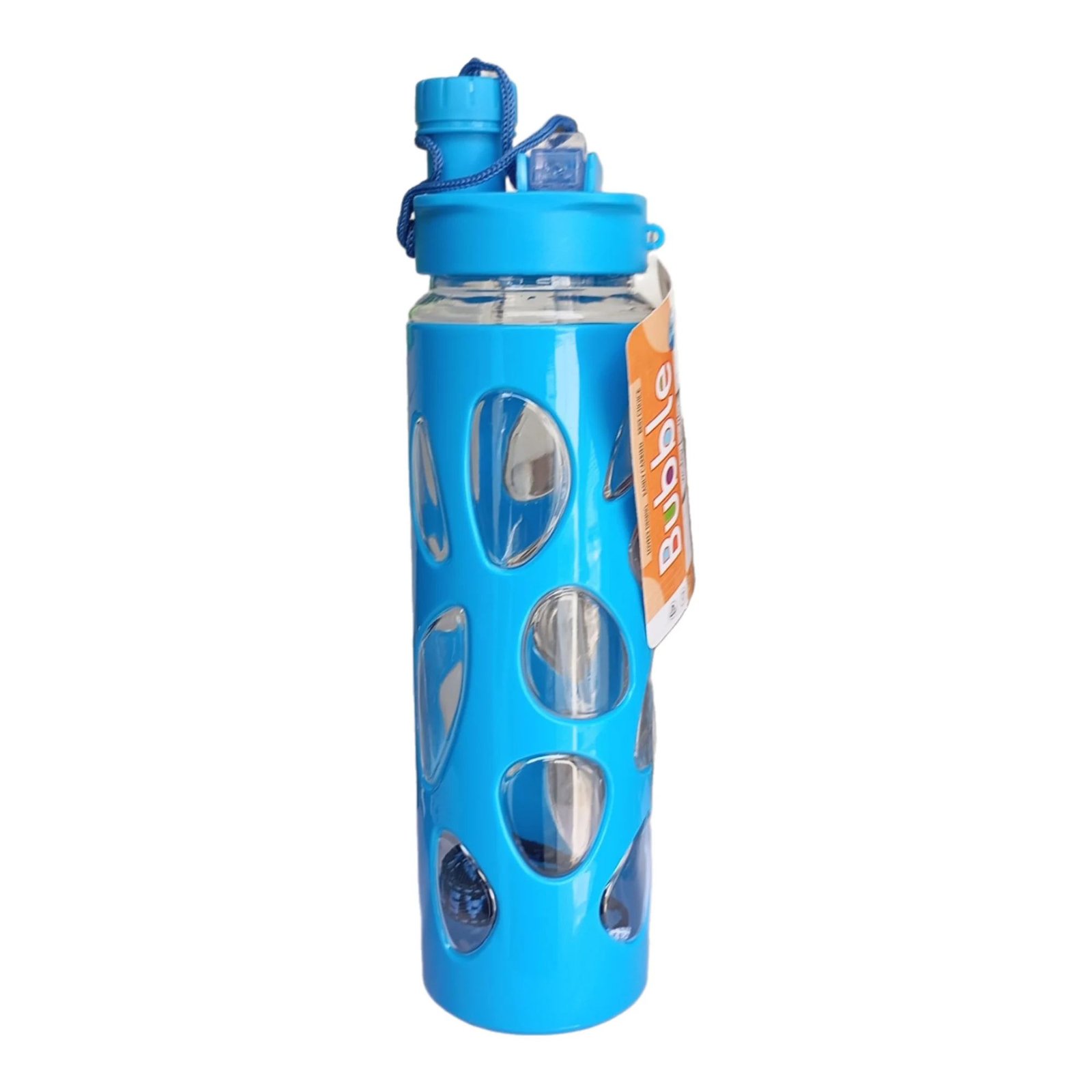 Blue Water Bottle with Straw and Mouth